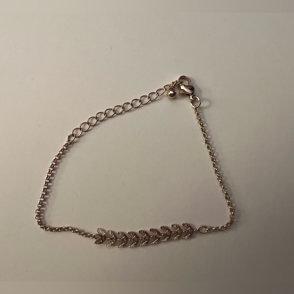 Rose Gold, Feather/Arrow Bracelet, 10” length total